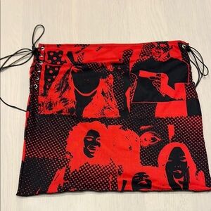 Edikted Red and Black Graphic Skirt